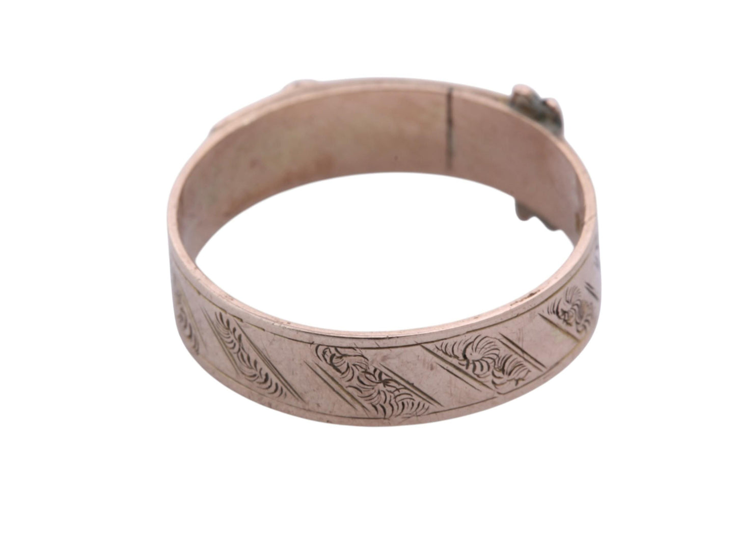 Antique 9ct Gold Buckle Ring | Victorian Garnet & Pearl Ring | Engraved Belt Buckle Band | 1877