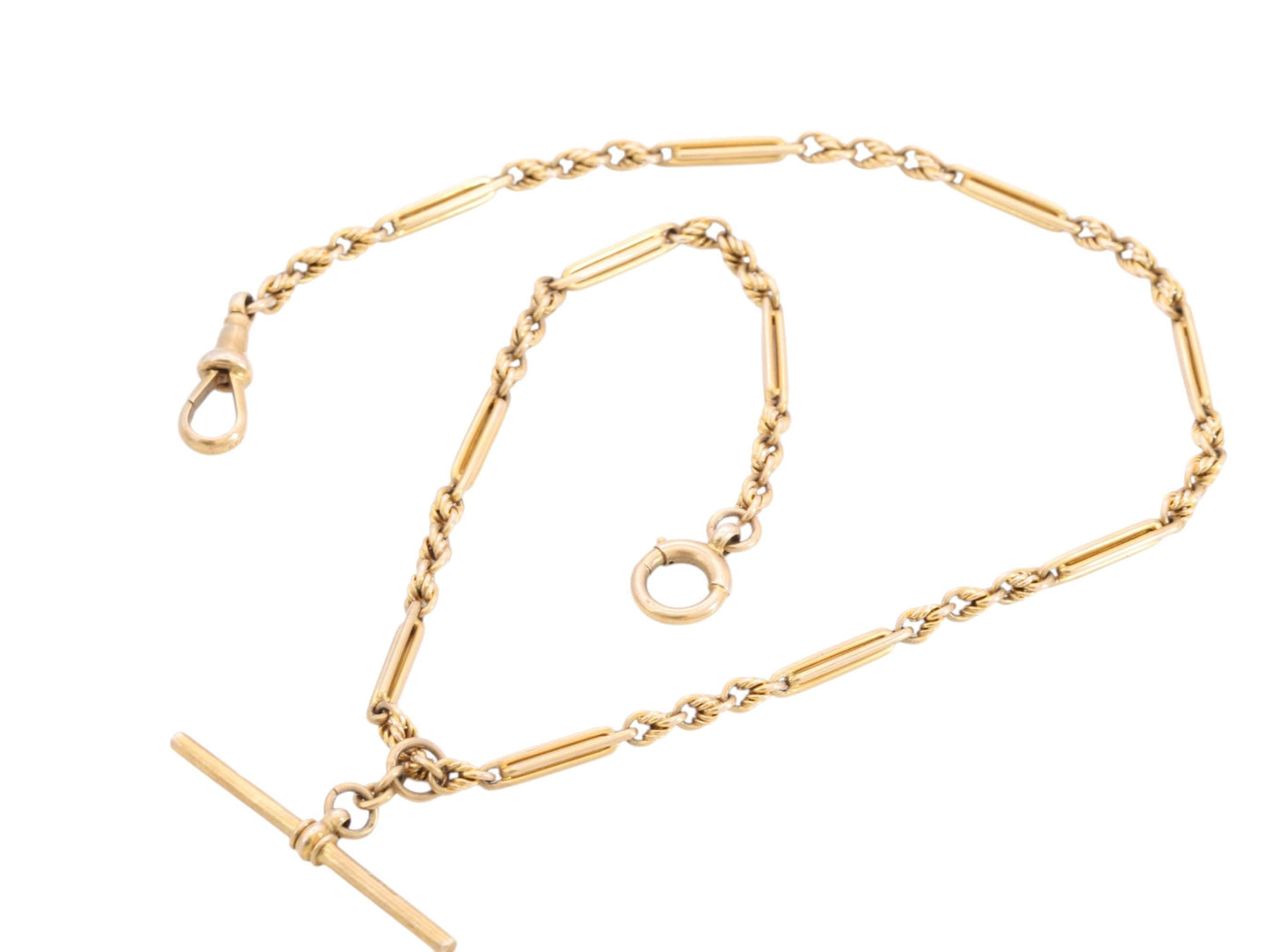 Antique 9ct Gold Albert Chain | Fetter & Lover's Knot Link Necklace | JW Benson | 14.25"