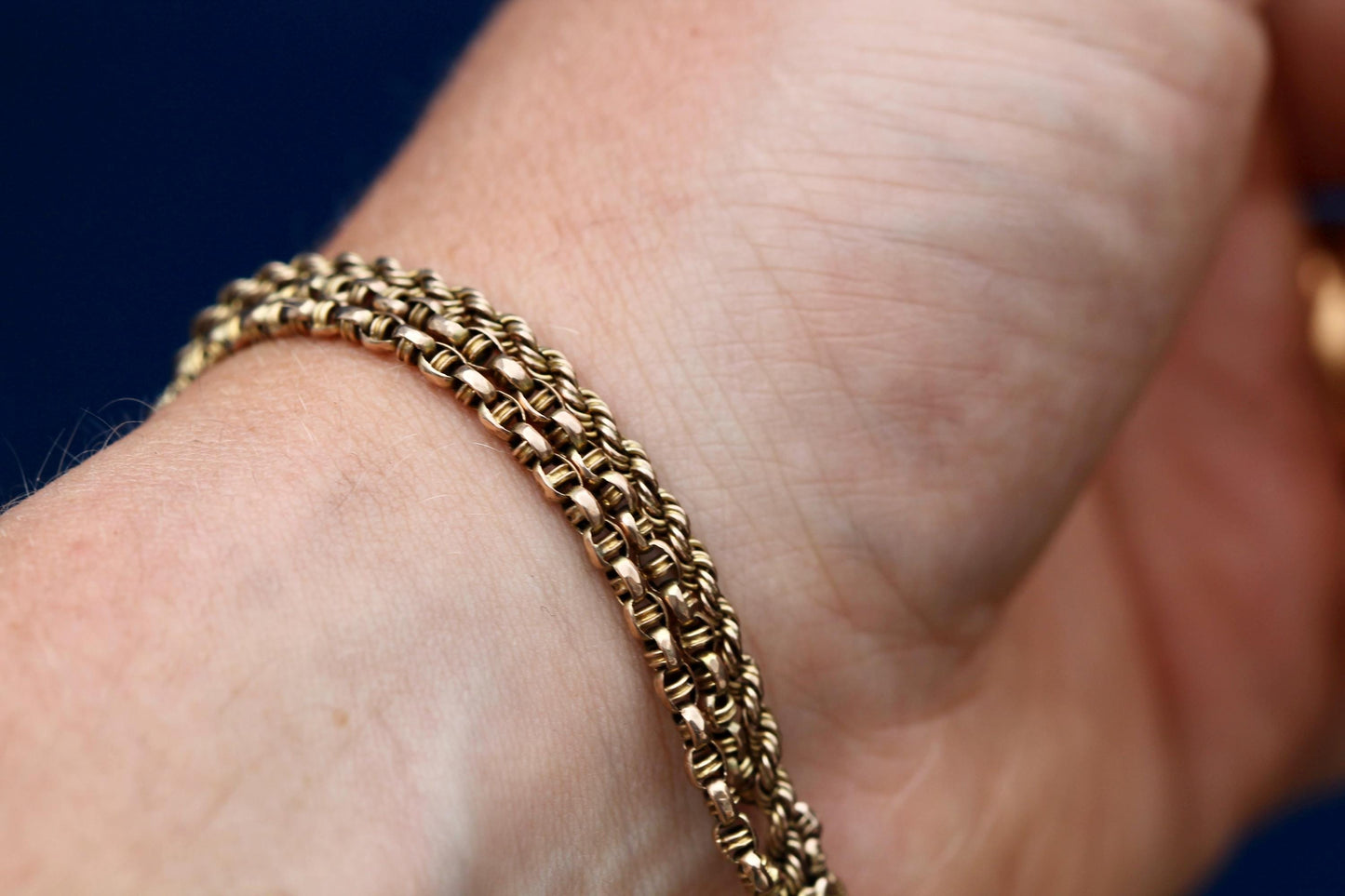 Antique 9ct Rose Gold Albertina Bracelet | Multi-Link Bracelet | Enamel Panel Albertina | 9"