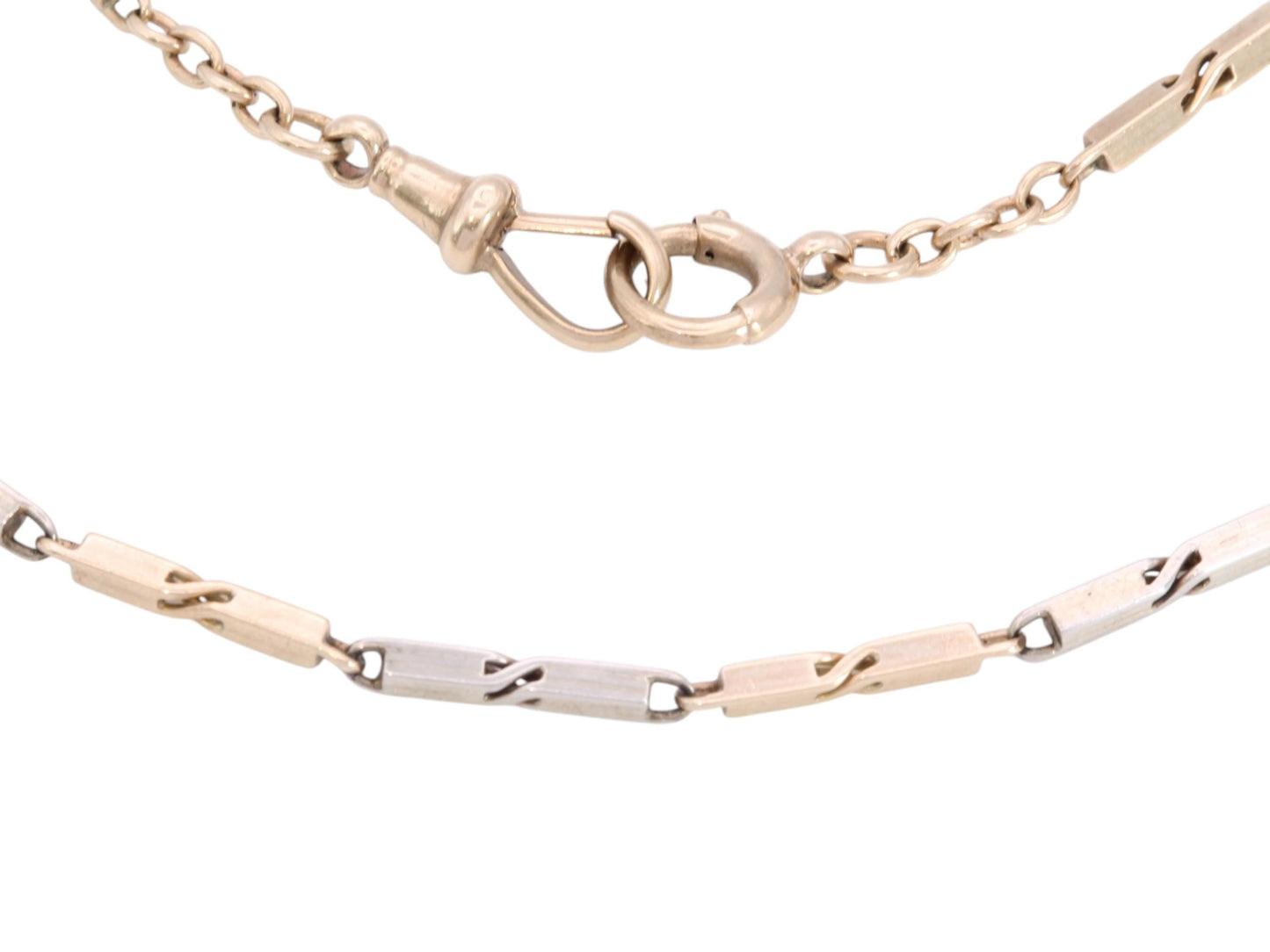 Antique 9ct Vari-Hue Gold Chain | Fancy Link Two Tone Gold Necklace | Art Deco
