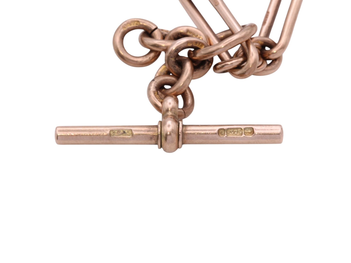 Antique 9ct Rose Gold Trombone & Lover's Knot Albert Chain | 44g | 15.5"