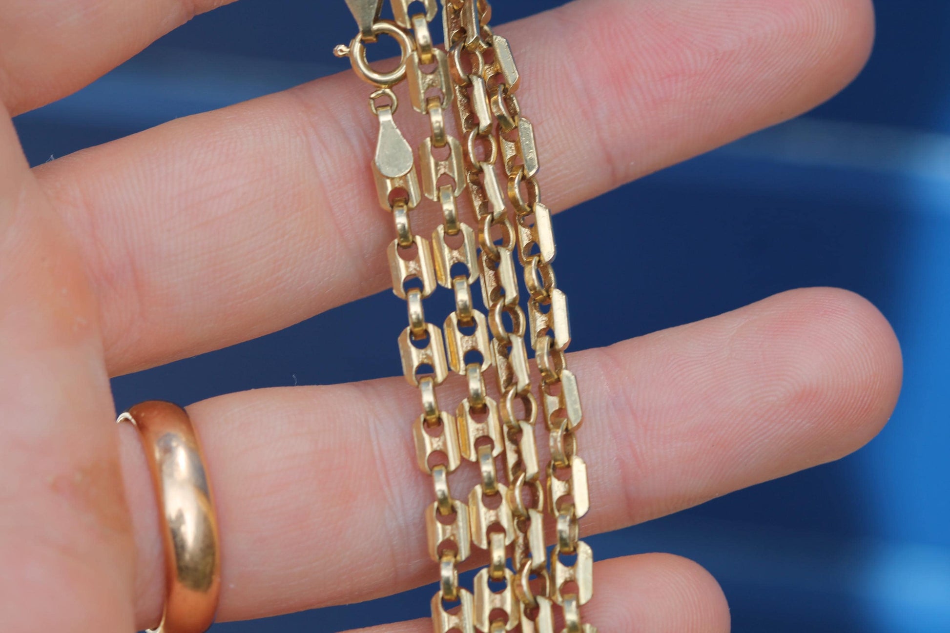 Vintage-French-14ct-Gold-Plated-Mariner-Link-Necklace-|-Anchor-Link-Necklace-|-c.1970
