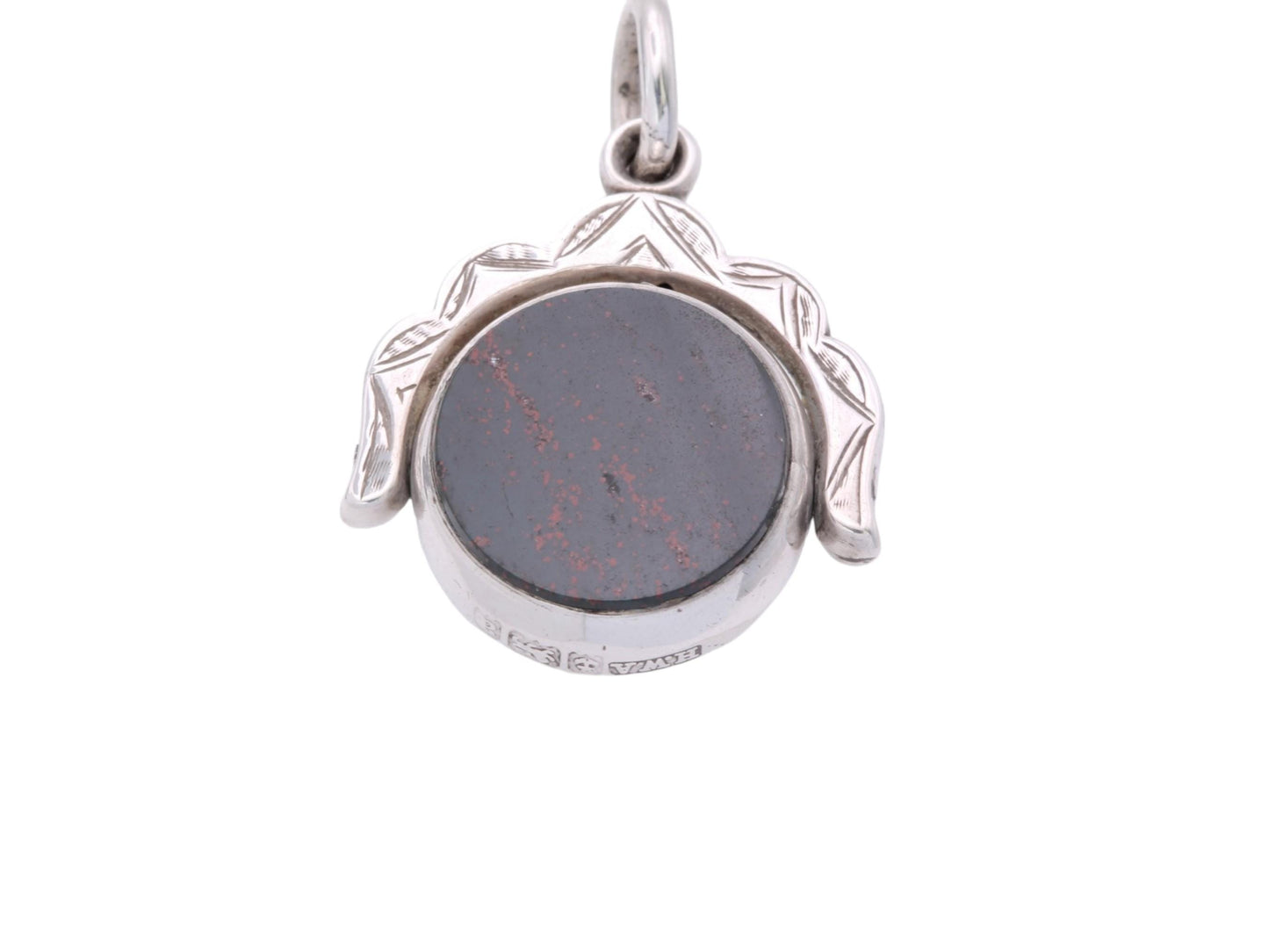 Antique Silver Spinner Pendant | Bloodstone & Carnelian | Victorian