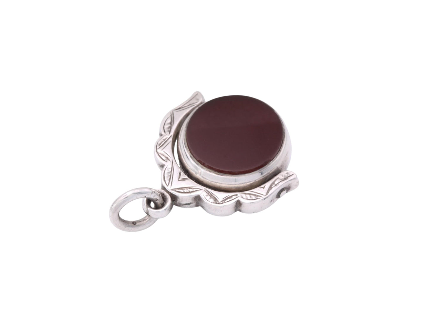 Antique Silver Spinner Pendant | Bloodstone & Carnelian | Victorian