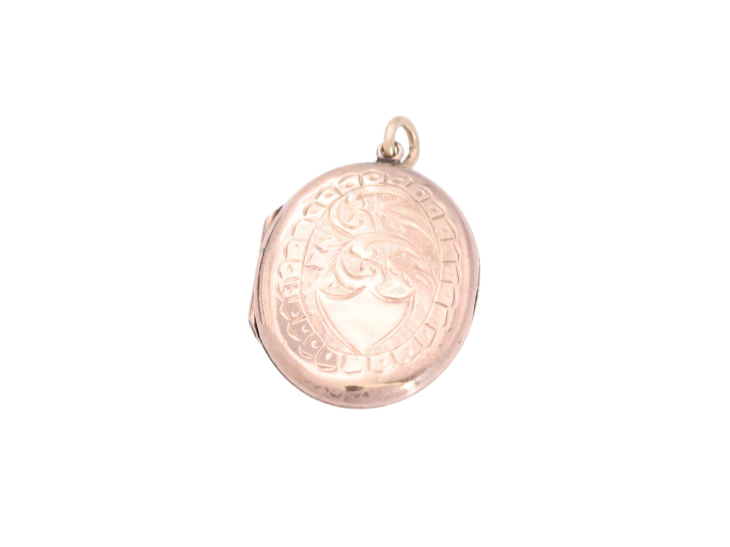 Antique 9ct Rose Gold Locket | Floral Chasing Front & Back | Edwardian