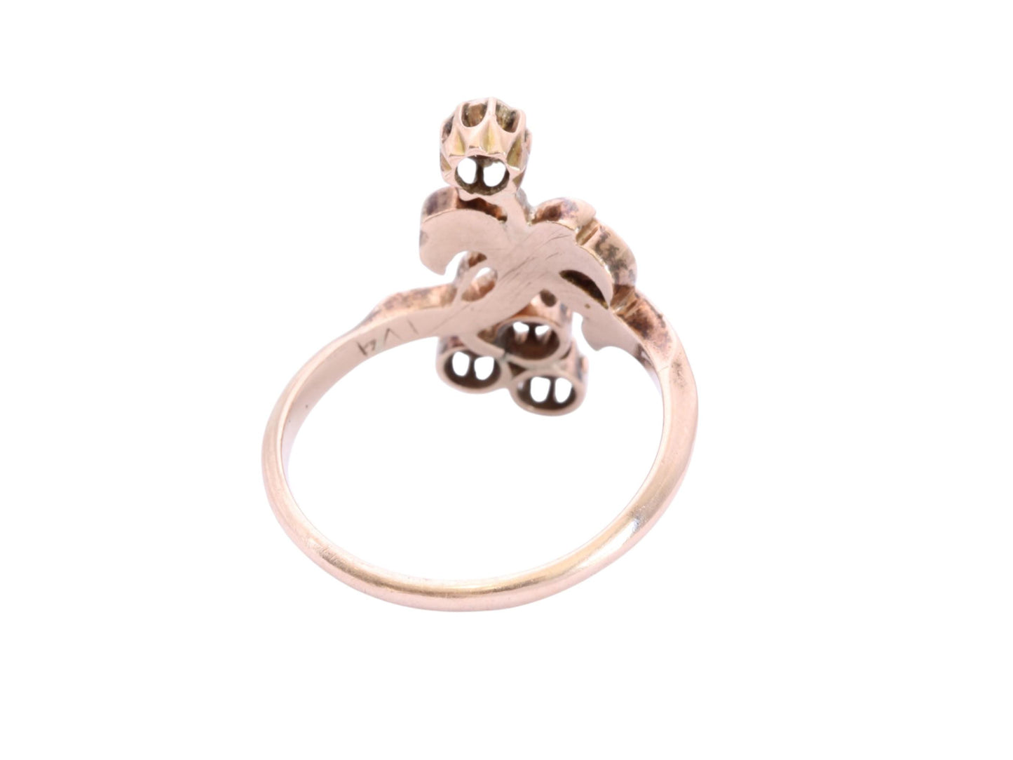 Antique 9ct Gold Georgian Diamond Ring | Shamrock & Floral Design | c.1830