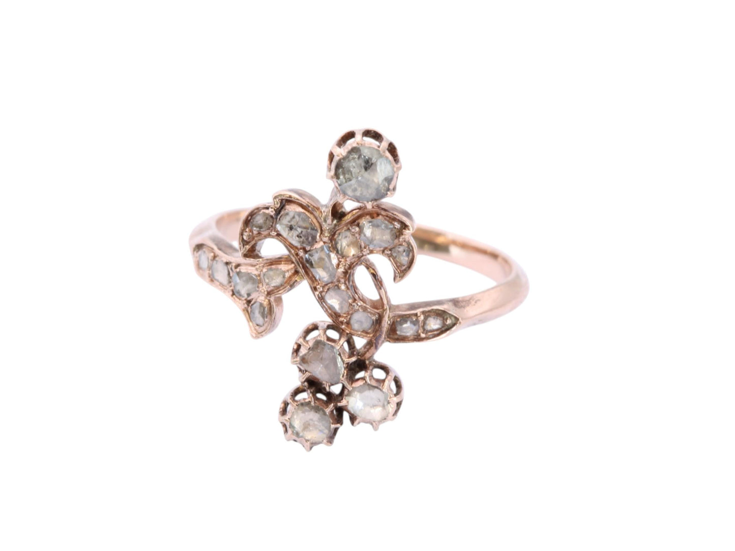 Antique 9ct Gold Georgian Diamond Ring | Shamrock & Floral Design | c.1830