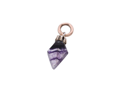 Vintage Blue John Lozenge Charm | Derbyshire Fluorite | 9ct Gold Jump Ring
