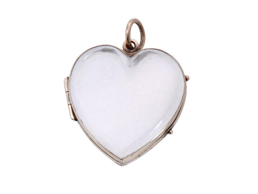 Antique 9ct Gold Heart Shaker Locket | Glass Locket | Victorian