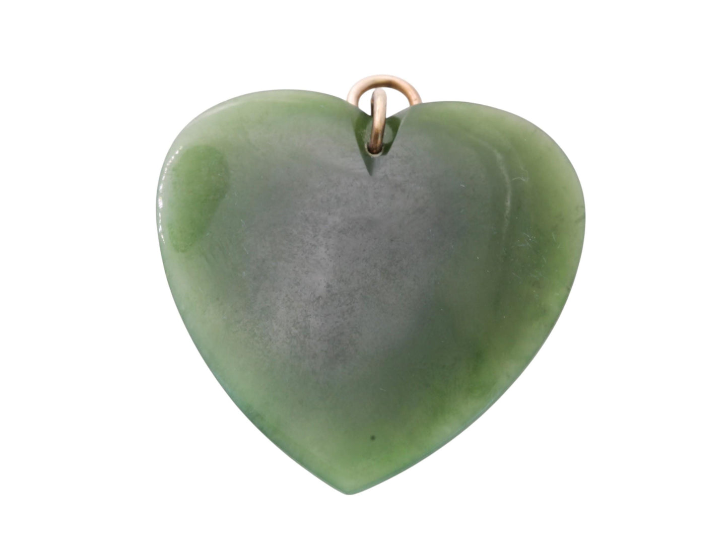 Antique New Zealand Nephrite Heart Pendant | Carved Kiwi Bird | c.1900