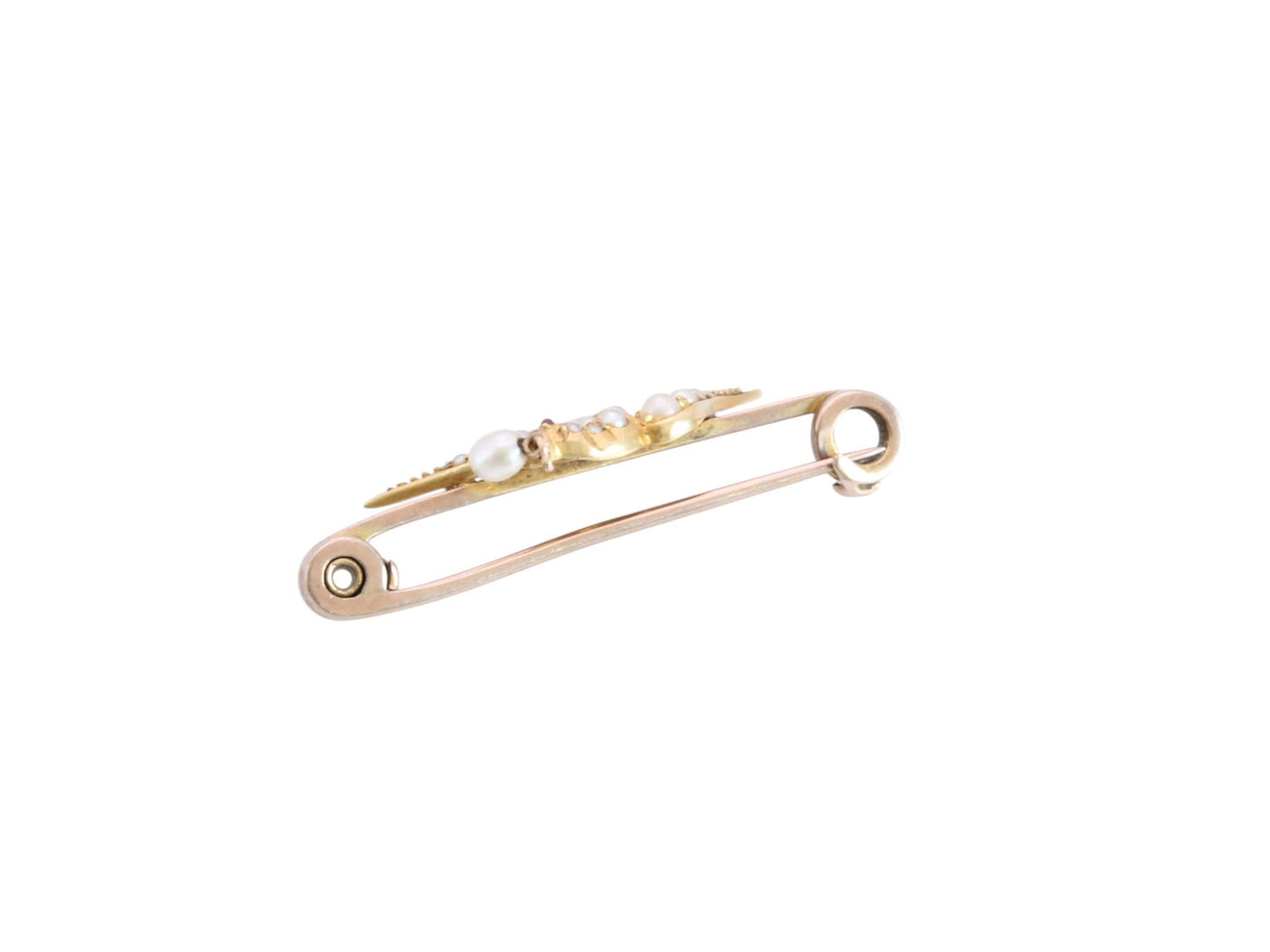 Antique 15ct Gold Swallow Brooch | Seed Pearls & Ruby | Edwardian