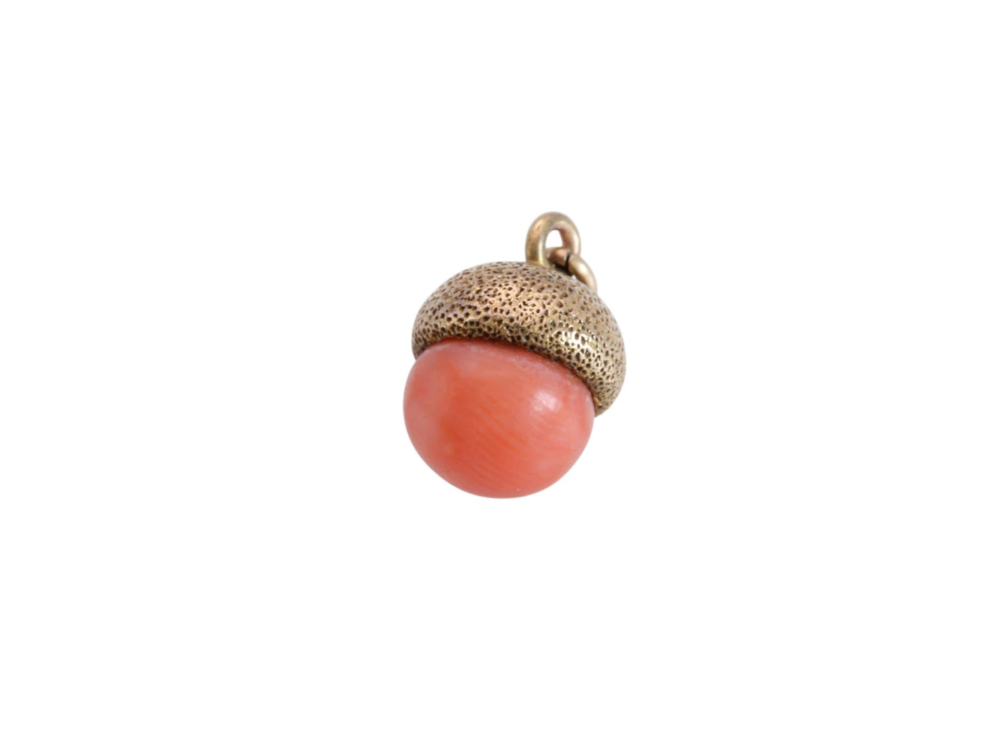 Antique 15ct Gold Acorn Charm | Polished Coral | Victorian