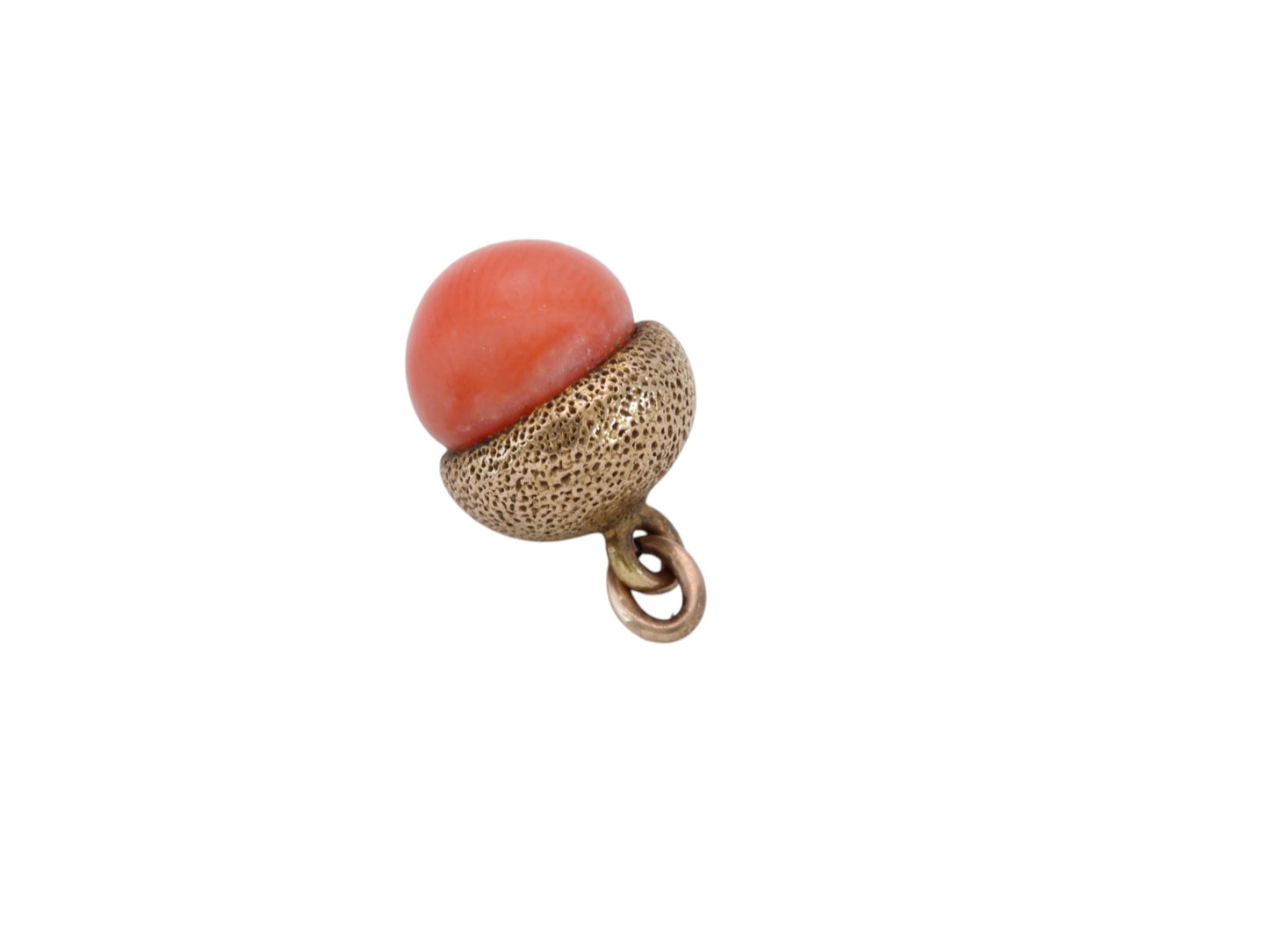 Antique 15ct Gold Acorn Charm | Polished Coral | Victorian