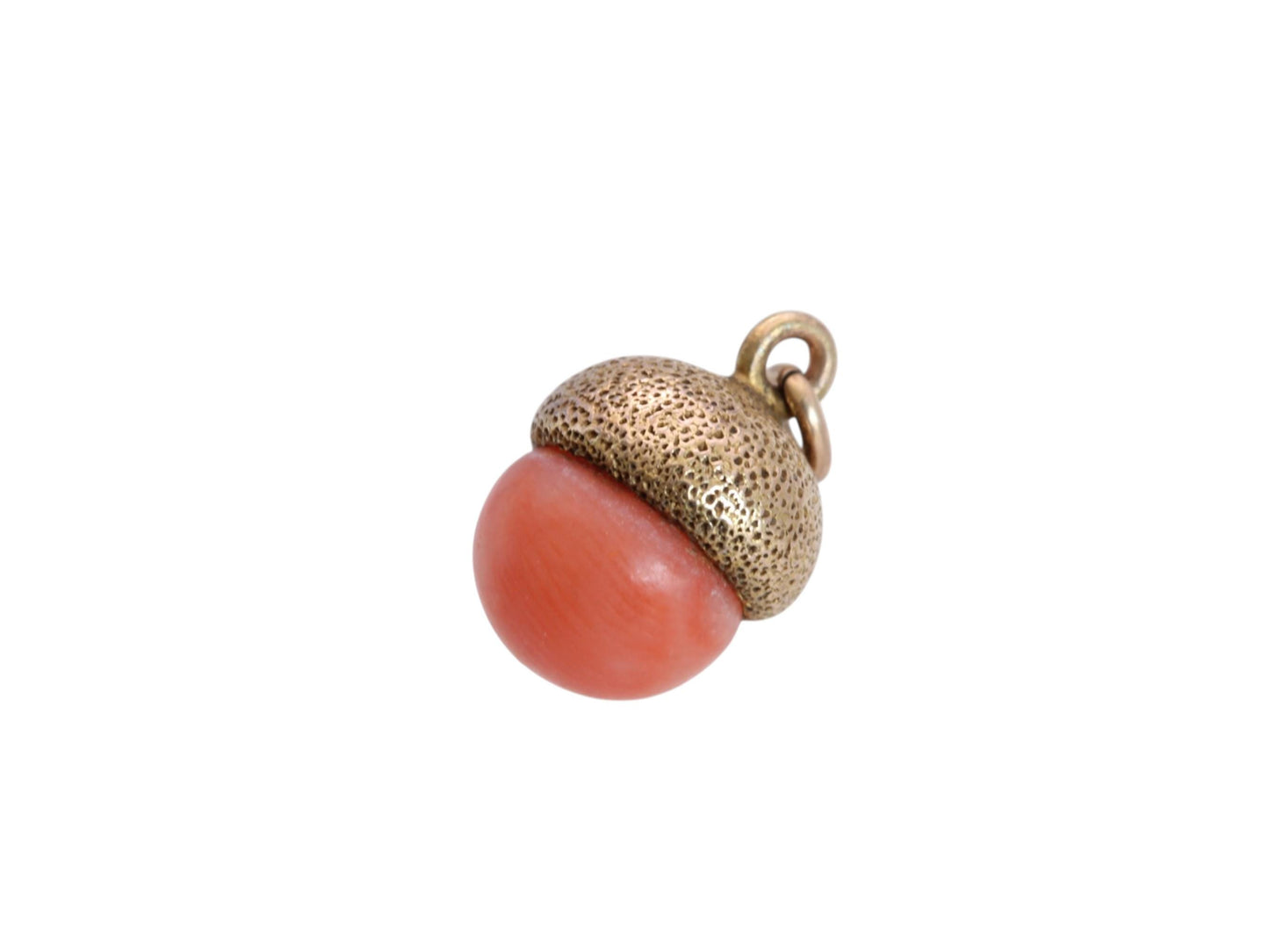 Antique 15ct Gold Acorn Charm | Polished Coral | Victorian