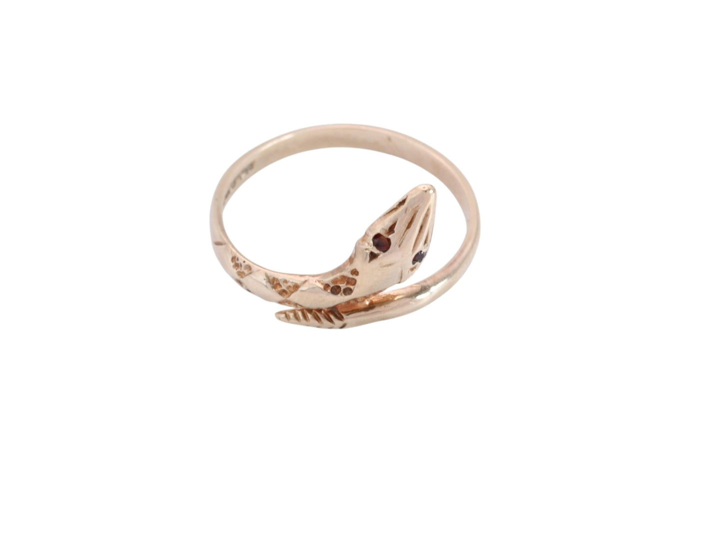 Vintage-9ct-Gold-Snake-Ring-|-Garnet-Eyes
