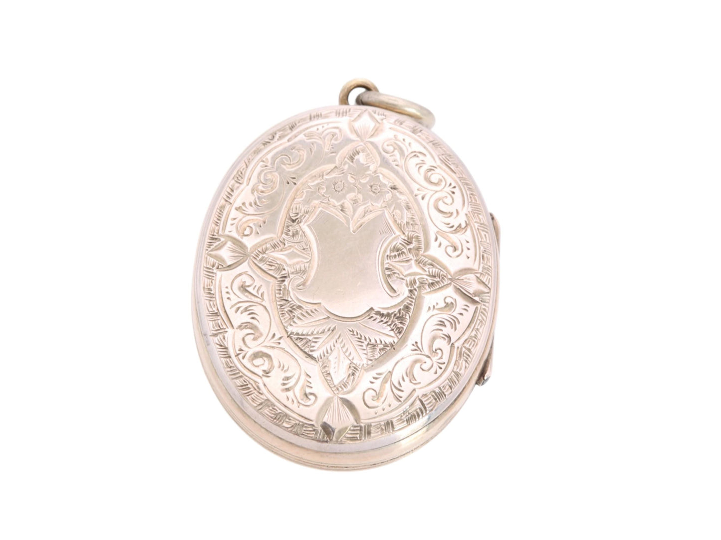 Antique Victorian 9ct Gold Locket | Black Enamel | Seed Pearl Forget-Me-Not