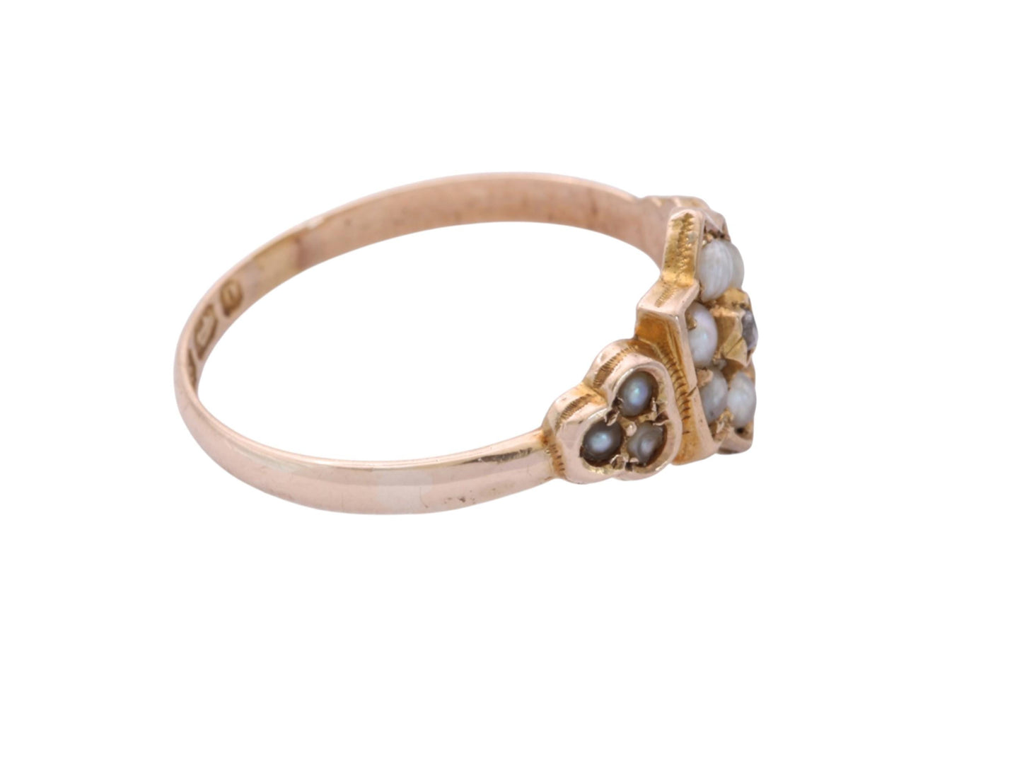 Antique 15ct Gold Pearl & Diamond Ring | Victorian Star Cluster Ring | 1876