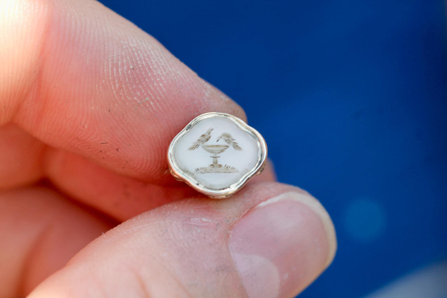 Antique 9ct Gold Cased Chalcedony Intaglio Fob Seal | Victorian Gold Watch Fob | Lovebirds Seal Pendant