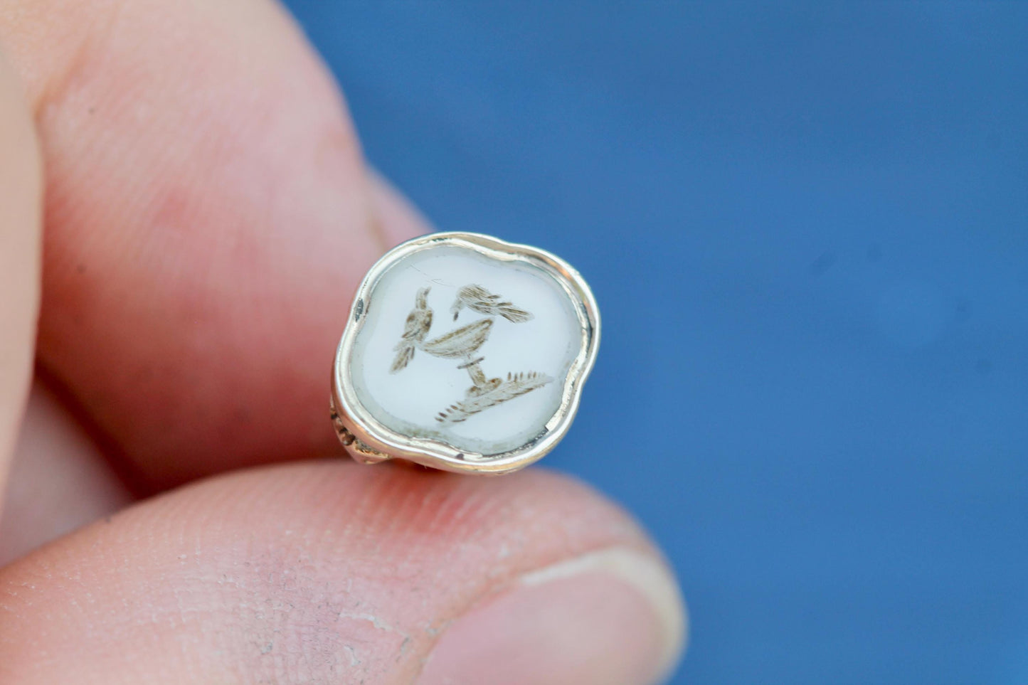 Antique 9ct Gold Cased Chalcedony Intaglio Fob Seal | Victorian Gold Watch Fob | Lovebirds Seal Pendant