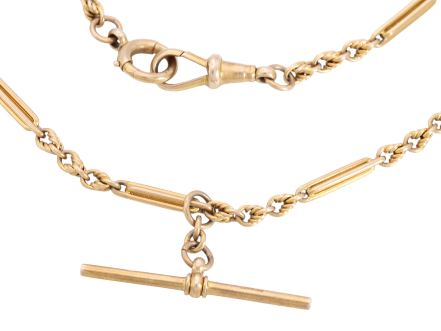 Antique 9ct Gold Albert Chain | Fetter & Lover's Knot Link Necklace | JW Benson | 14.25"