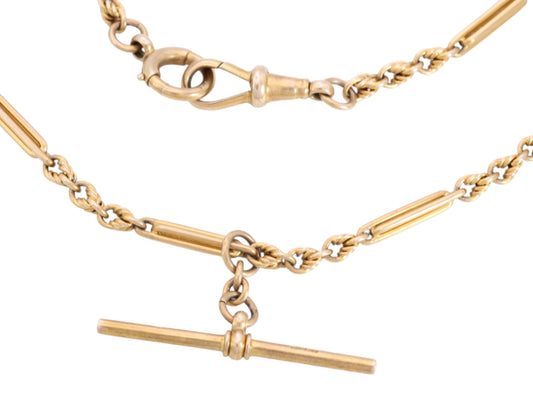 Antique 9ct Gold Albert Chain | Fetter & Lover's Knot Link Necklace | JW Benson | 14.25"