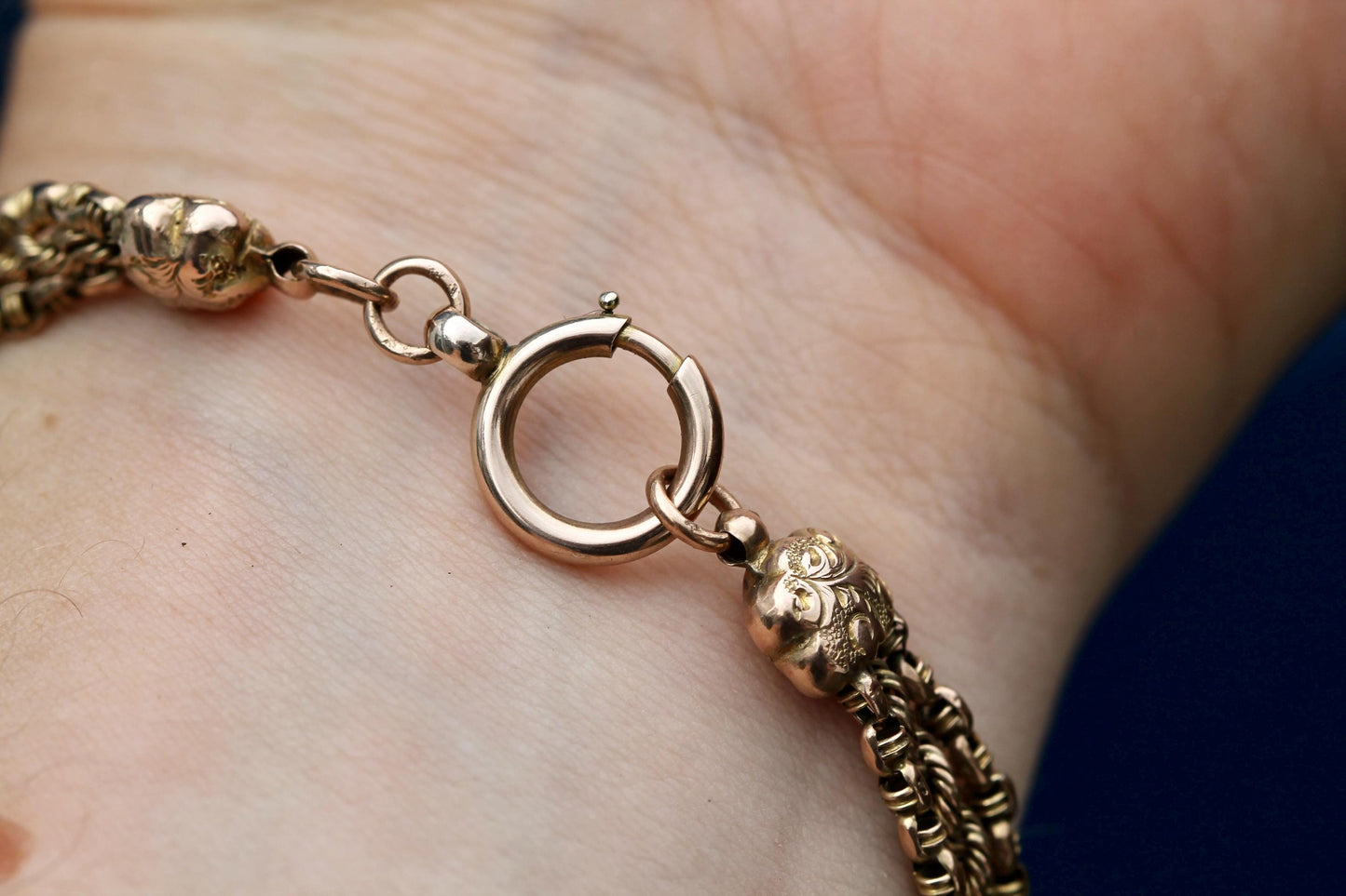 Antique 9ct Rose Gold Albertina Bracelet | Multi-Link Bracelet | Enamel Panel Albertina | 9"