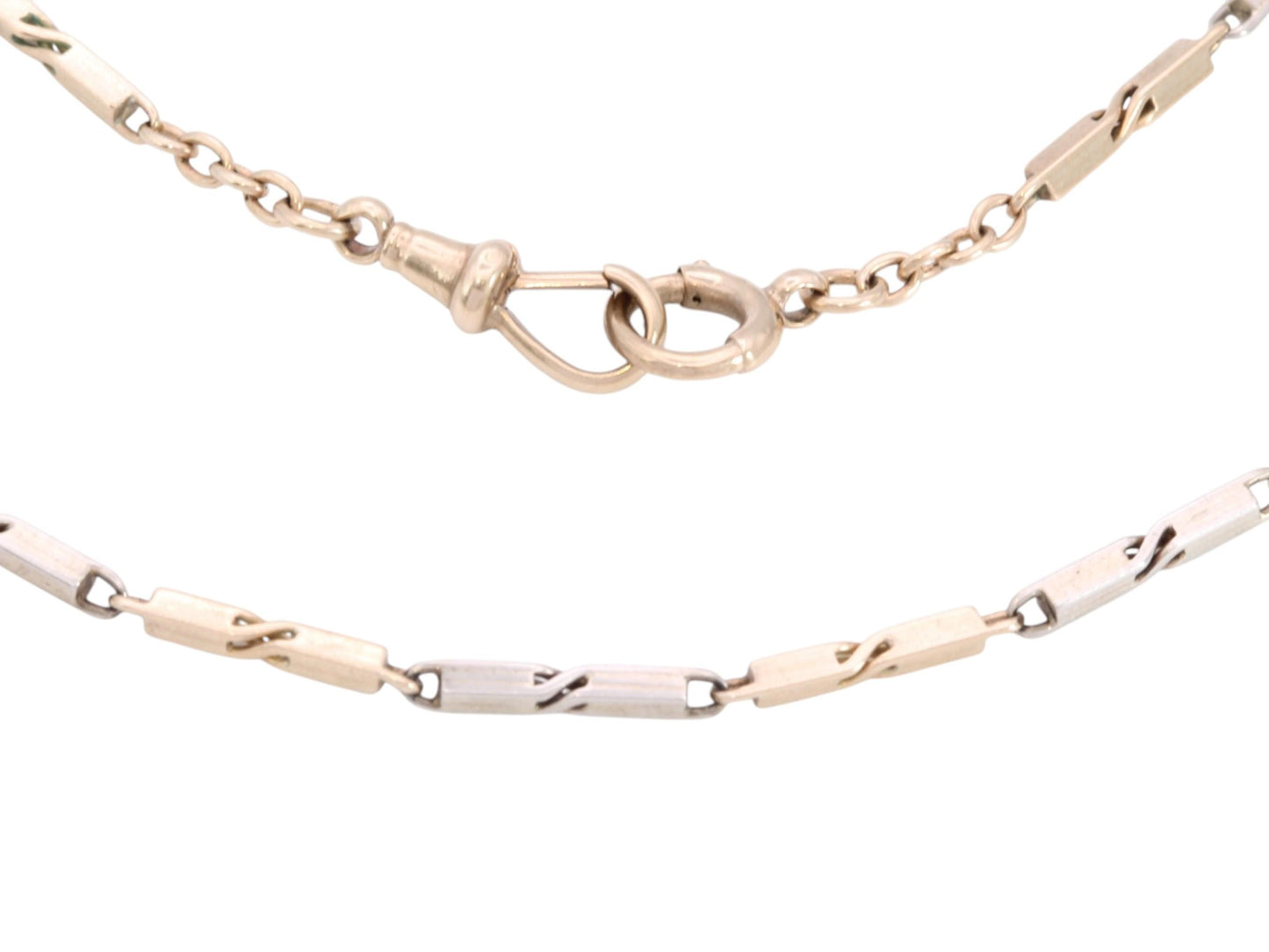 Antique 9ct Vari-Hue Gold Chain | Fancy Link Two Tone Gold Necklace | Art Deco