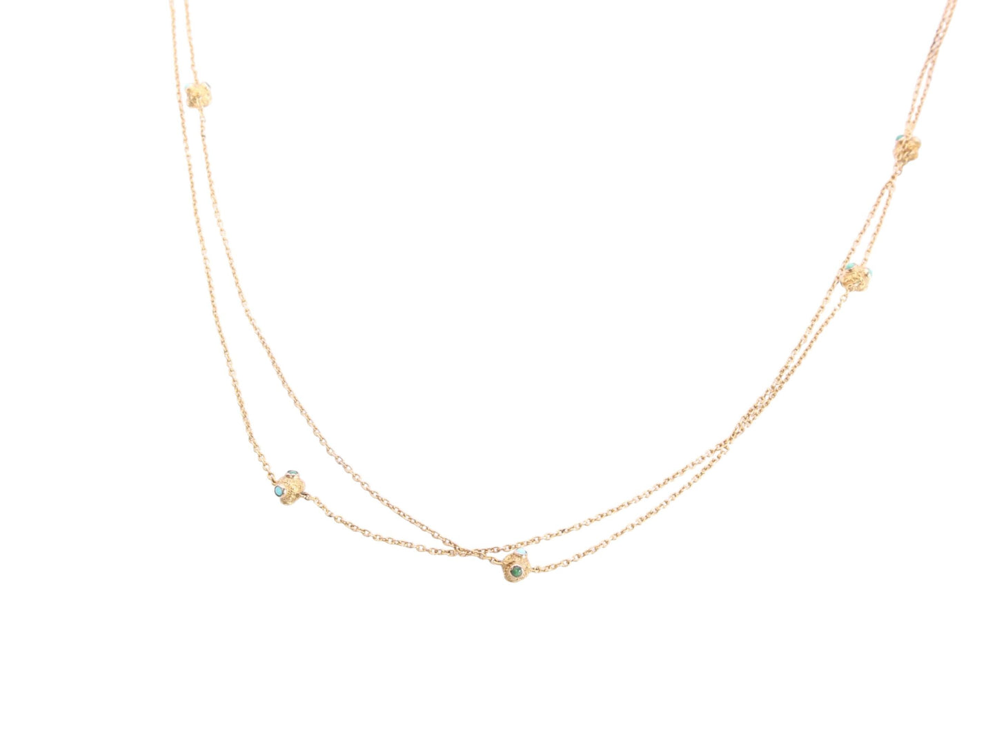 Antique 9ct Gold Turquoise Guard Chain | Edwardian Long Necklace | 54.5"
