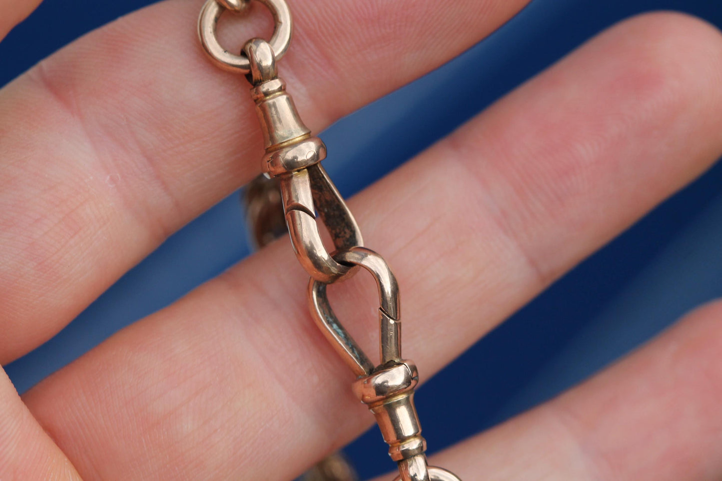 Antique 9ct Rose Gold Trombone & Lover's Knot Albert Chain | 44g | 15.5"