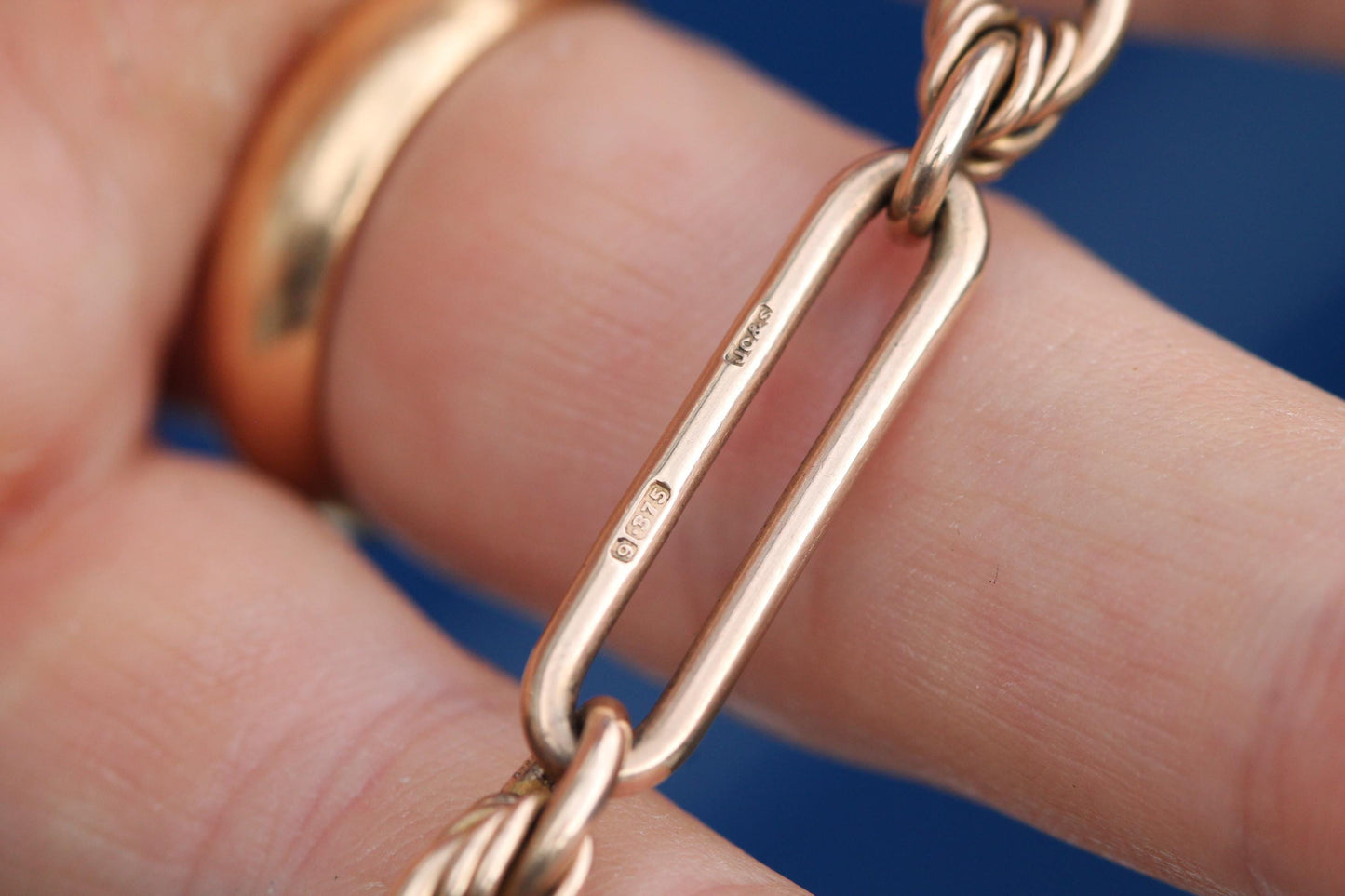 Antique 9ct Rose Gold Trombone & Lover's Knot Albert Chain | 44g | 15.5"