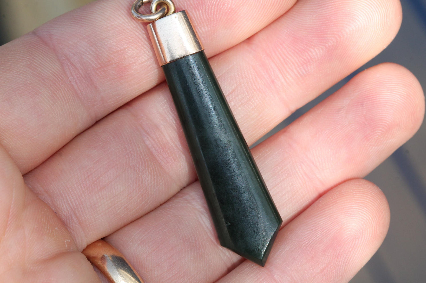 Antique 9ct Gold & New Zealand Nephrite Pendant | Edwardian