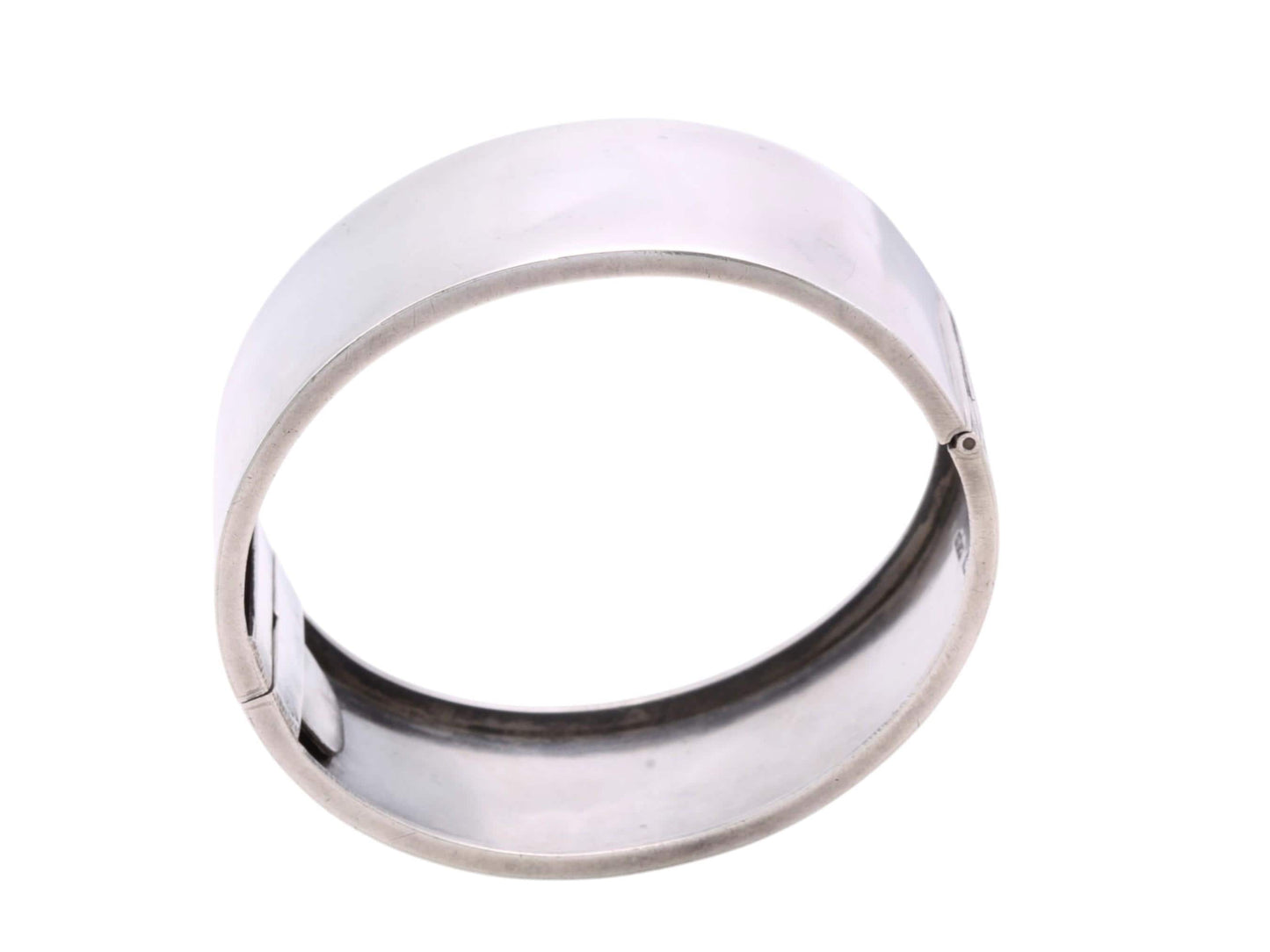 Antique Sterling Silver Chased Floral Bangle | Wide Silver Cuff | Victorian 1883