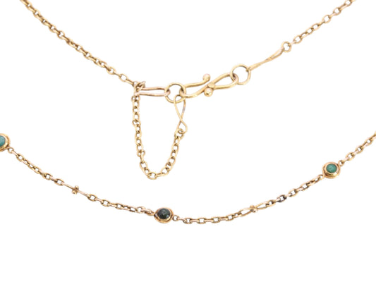 Antique 18ct Gold Turquoise Infinity Link Necklace | Safety Hook & Chain | Victorian c.1890