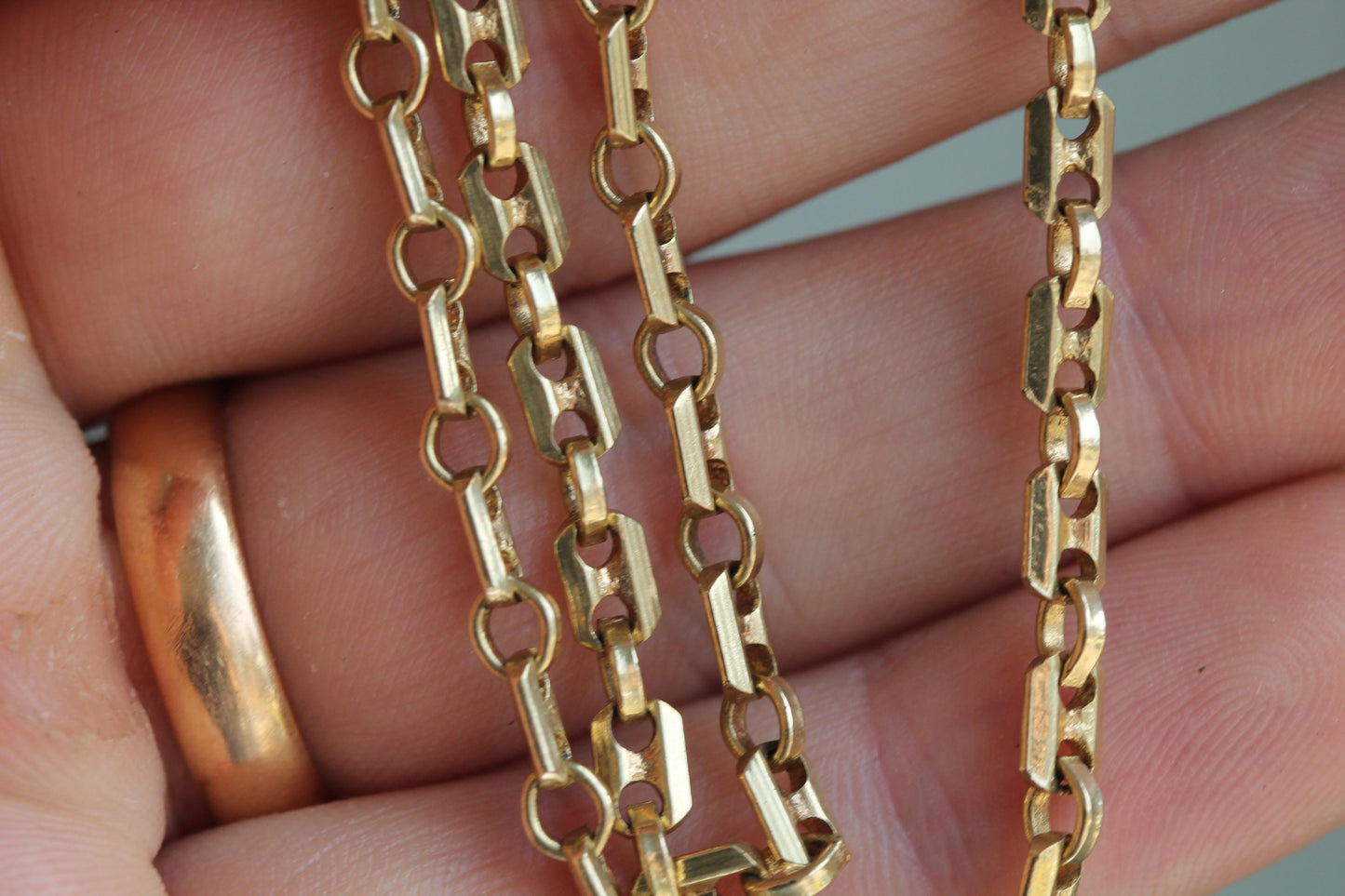 Vintage French 14ct Gold Plated Mariner Link Necklace | Anchor Link Necklace | c.1970