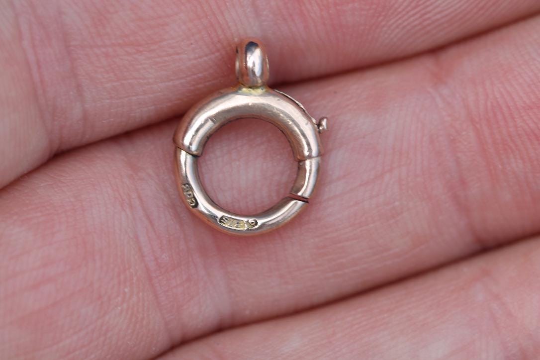 Antique 9ct Rose Gold Bolt Ring Clasp | Victorian Chain Fastener | Pendant Connector | c.1900