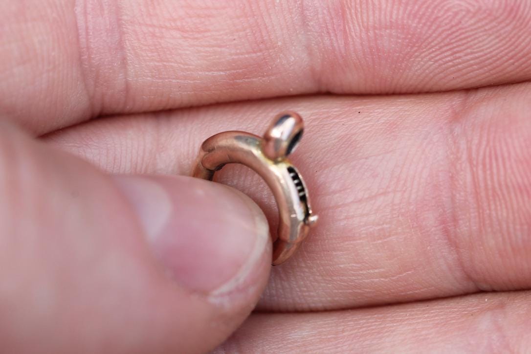 Antique-9ct-Rose-Gold-Bolt-Ring-Clasp-|-Victorian-Chain-Fastener-|-Pendant-Connector-|-c.1900