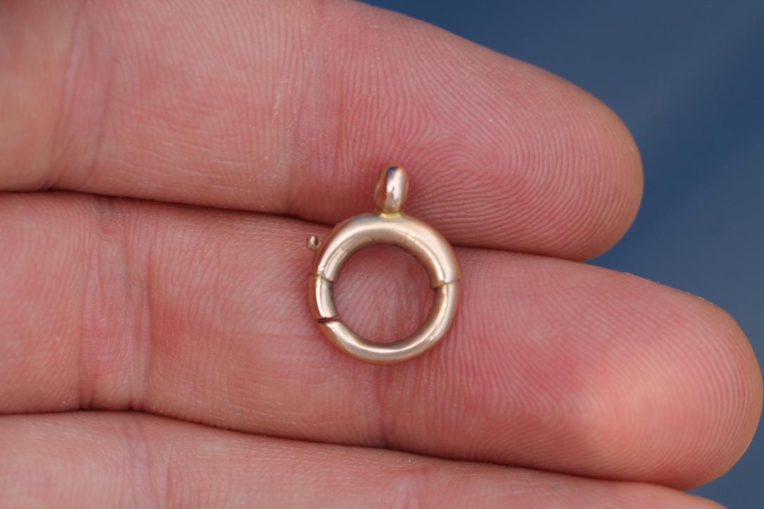 Antique 9ct Rose Gold Bolt Ring Clasp | Victorian Chain Fastener | Pendant Connector | c.1900
