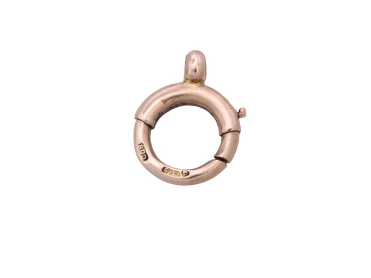 Antique 9ct Rose Gold Bolt Ring Clasp | Victorian Chain Fastener | Pendant Connector | c.1900