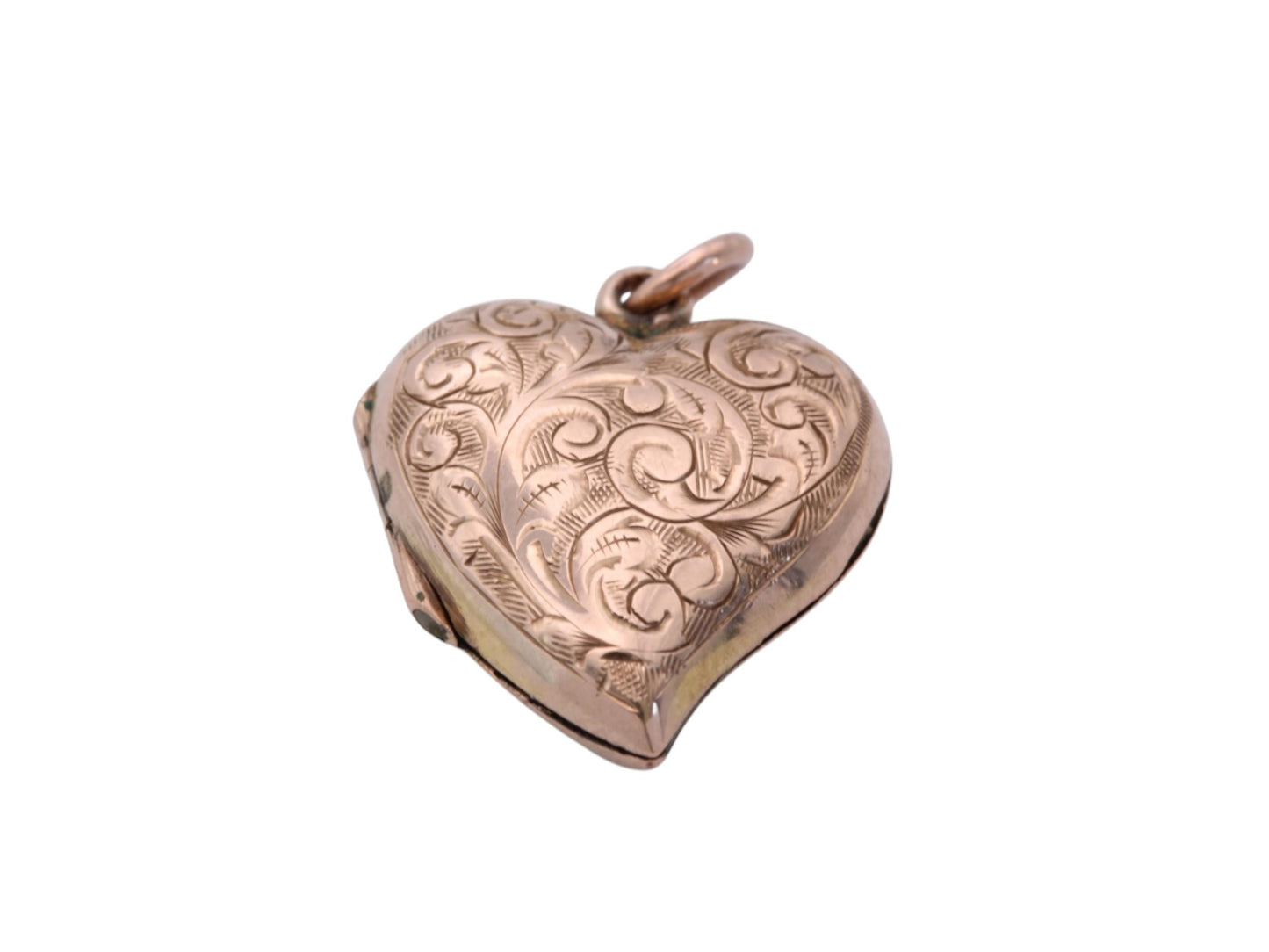 Antique-Edwardian-9ct-Gold-Heart-Locket-|-Engraved-Heart-Pendant-|-c.1910
