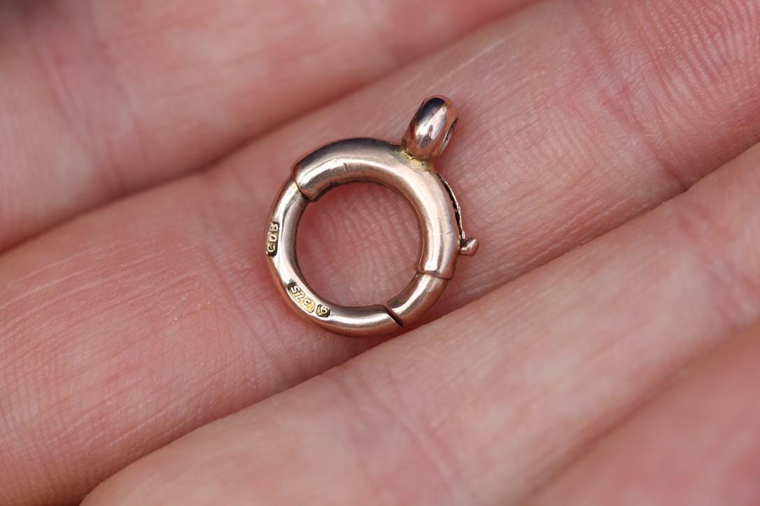 Antique 9ct Rose Gold Bolt Ring Clasp | Victorian Chain Fastener | Pendant Connector | c.1900