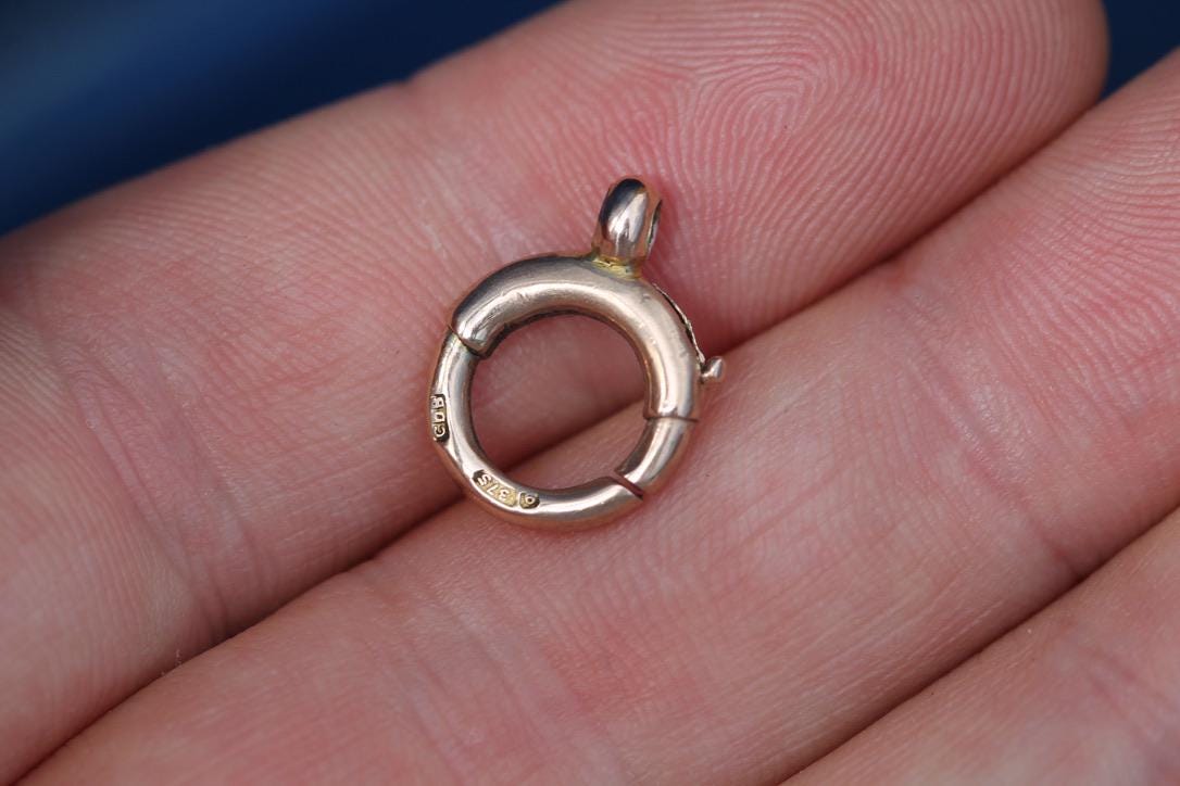 Antique 9ct Rose Gold Bolt Ring Clasp | Victorian Chain Fastener | Pendant Connector | c.1900