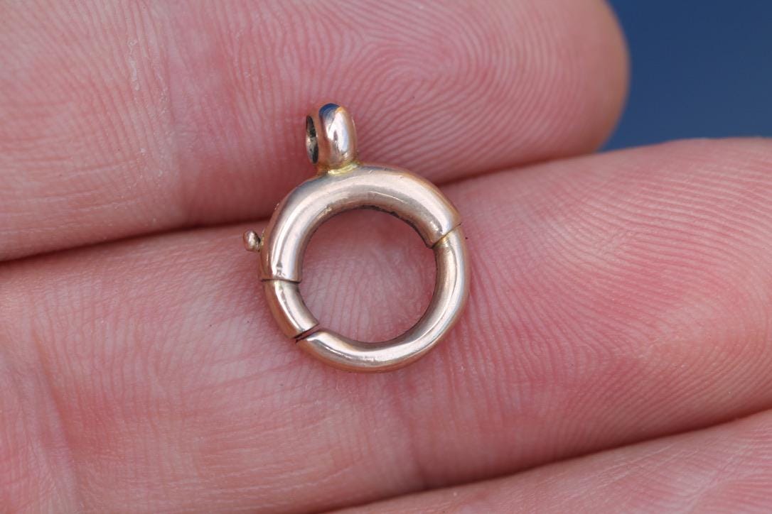 Antique 9ct Rose Gold Bolt Ring Clasp | Victorian Chain Fastener | Pendant Connector | c.1900