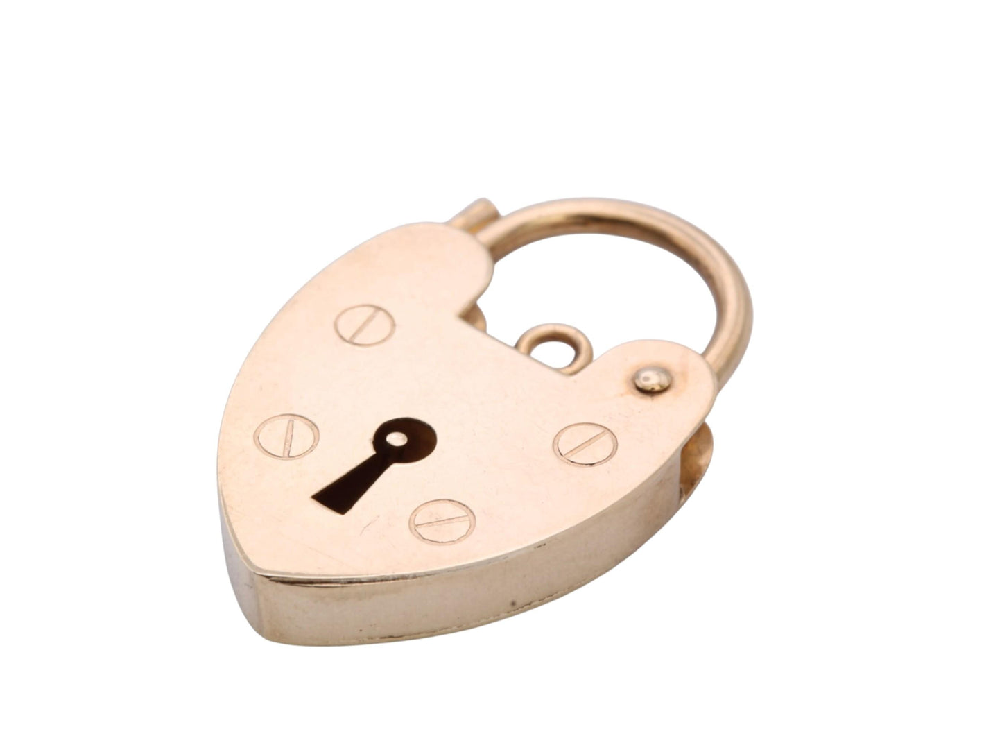 Vintage 9ct Gold Heart Padlock Clasp | London 1971 | Bracelet Fastener — view 5