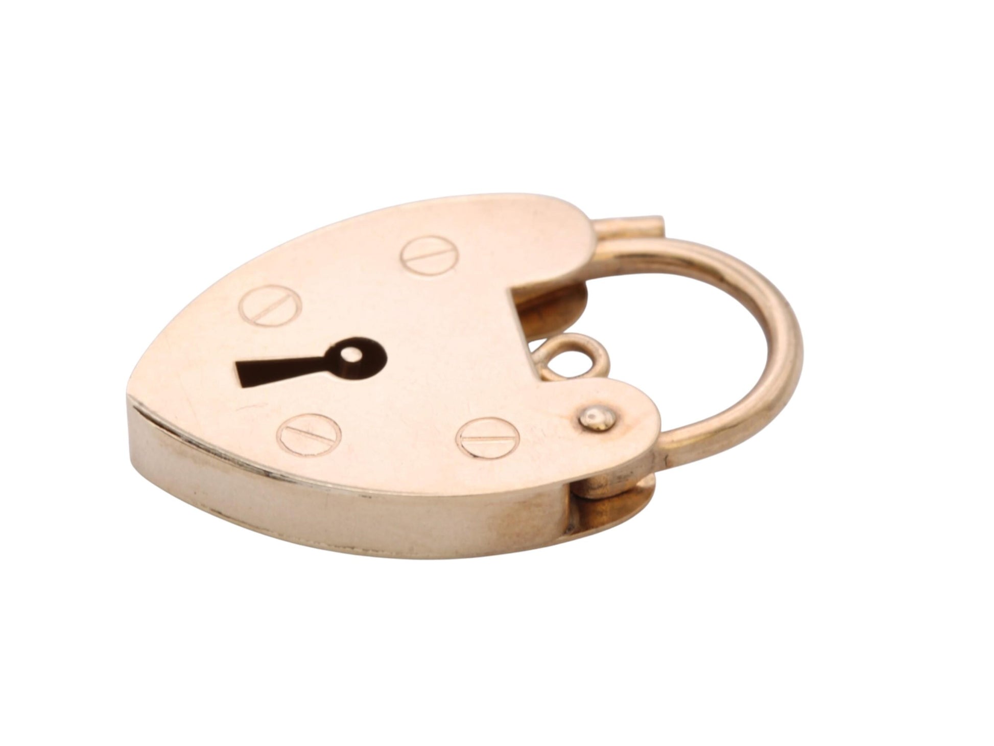 Vintage 9ct Gold Heart Padlock Clasp | London 1971 | Bracelet Fastener — view 6