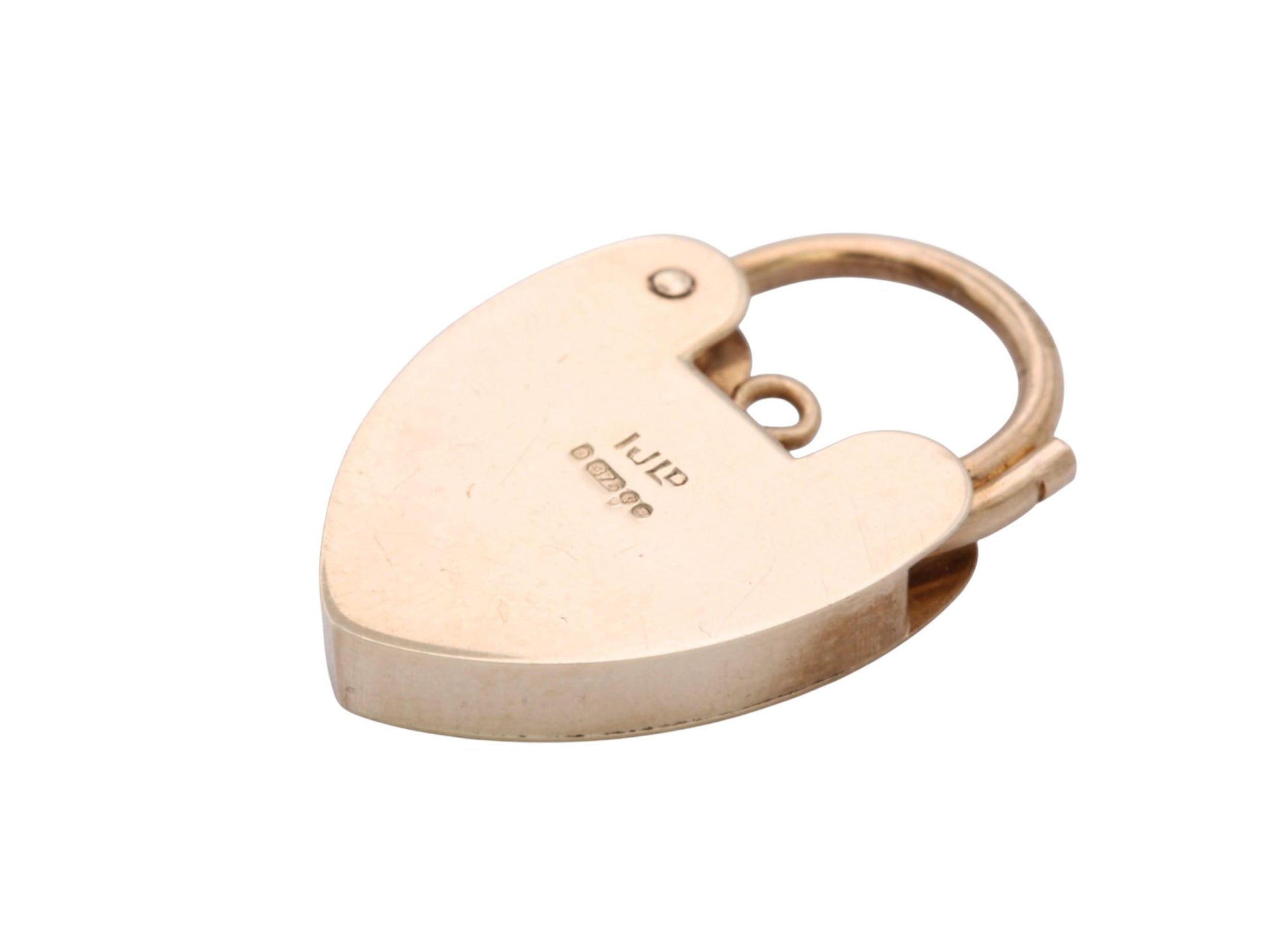Vintage 9ct Gold Heart Padlock Clasp | London 1971 | Bracelet Fastener — view 7