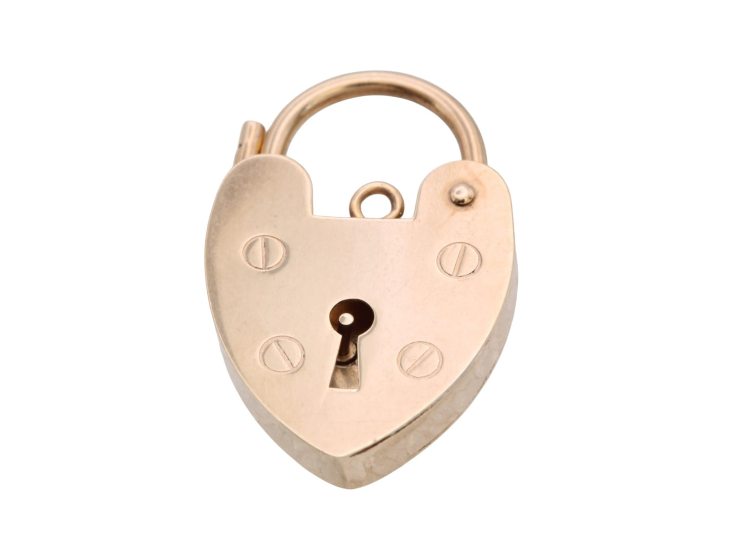 Vintage 9ct Gold Heart Padlock Clasp | London 1971 | Bracelet Fastener — view 8