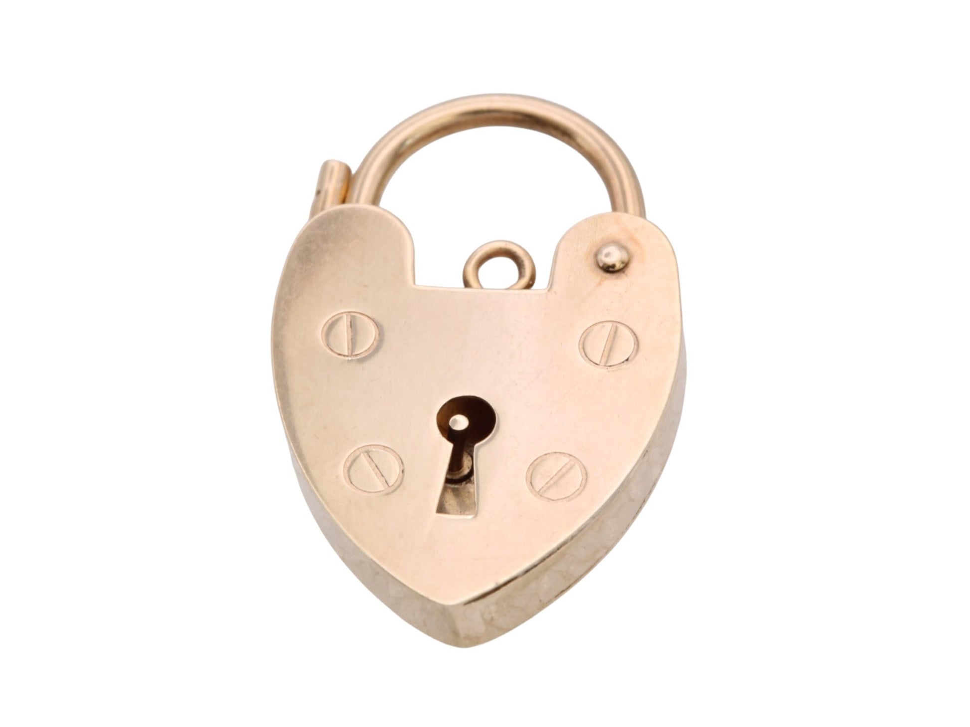 Vintage 9ct Gold Heart Padlock Clasp | London 1971 | Bracelet Fastener — view 8