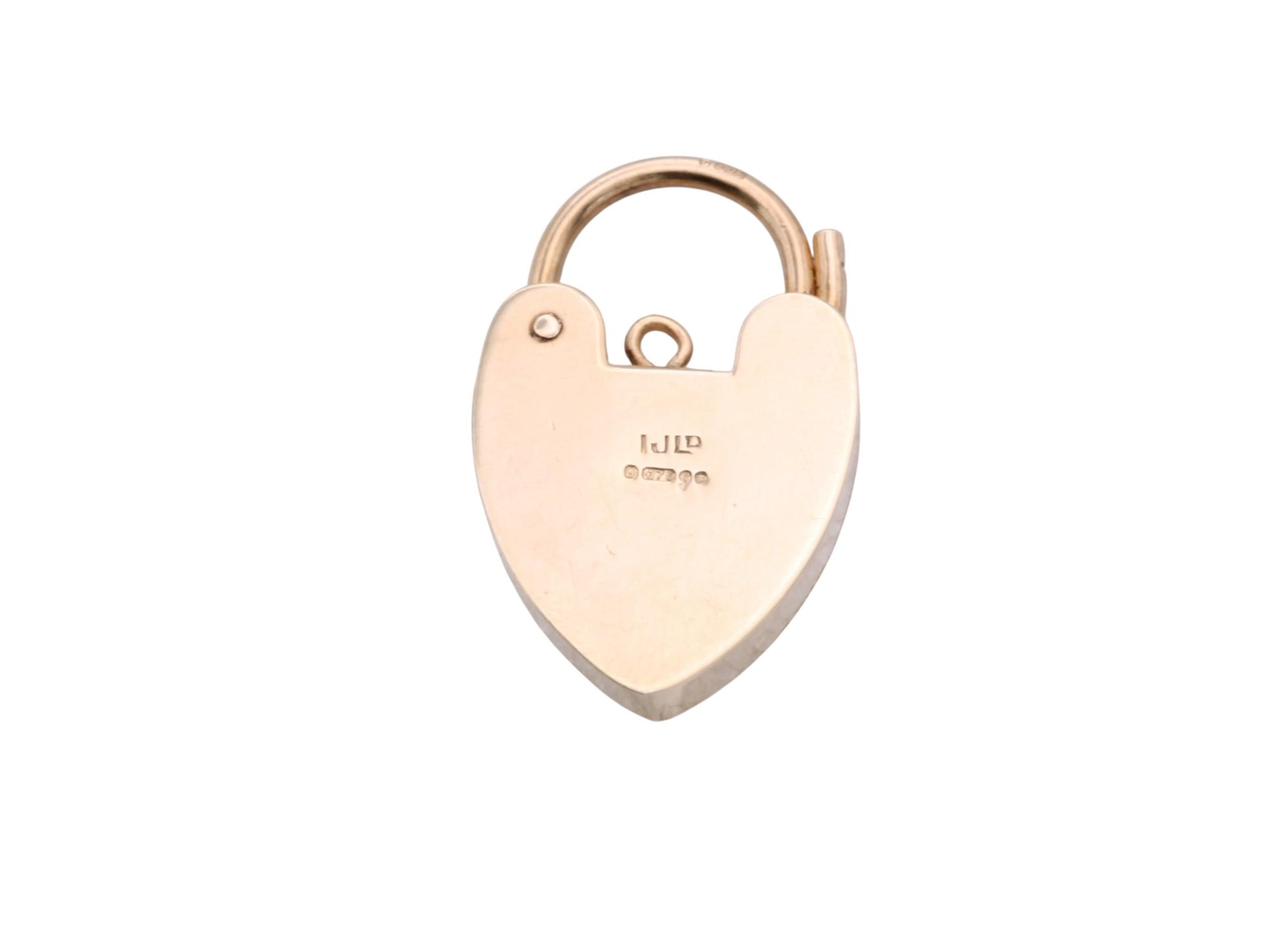 Vintage 9ct Gold Heart Padlock Clasp | London 1971 | Bracelet Fastener — view 10