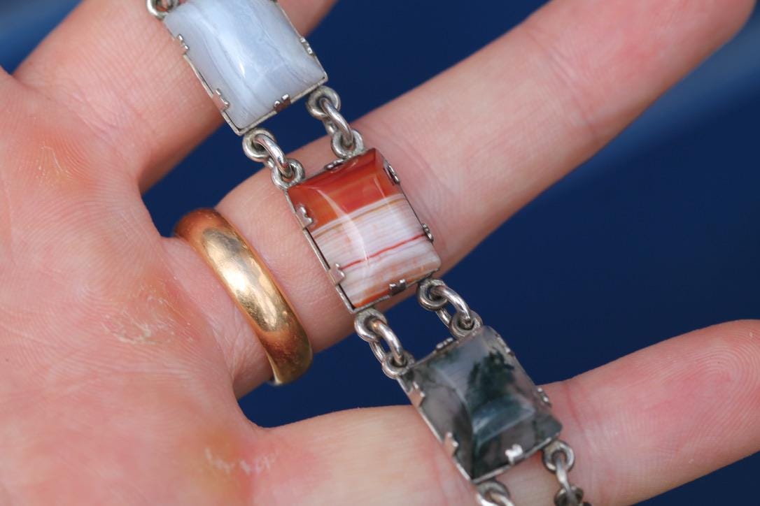 Vintage Scottish Sterling Silver Multi Gemstone Bracelet | Edinburgh 1975 — view 5