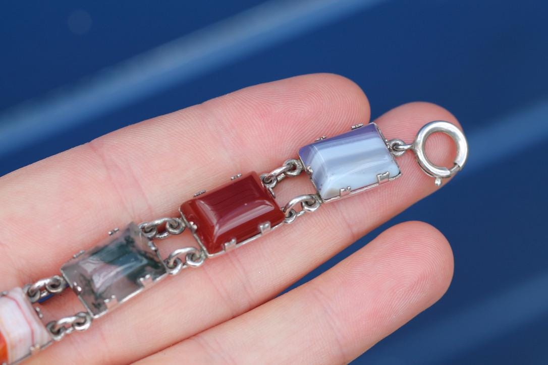 Vintage Scottish Sterling Silver Multi Gemstone Bracelet | Edinburgh 1975 — view 6